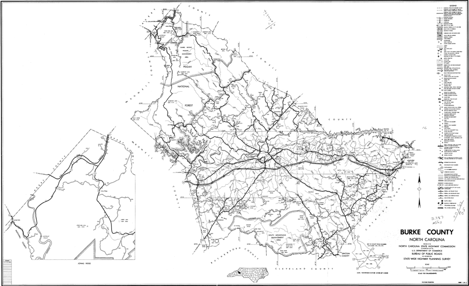1962 Road Map Of Burke County North Carolina
