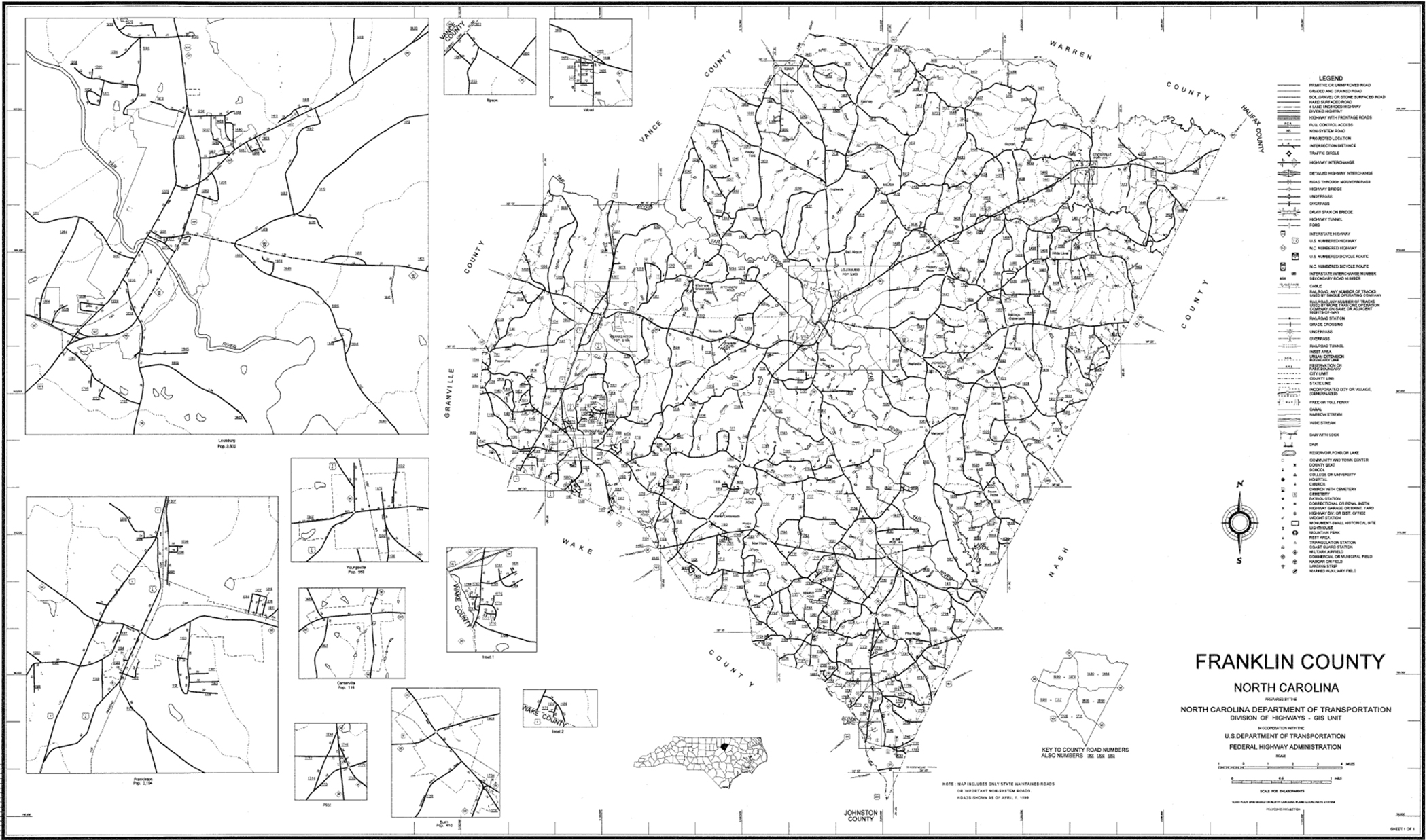 2000 Road Map Of Franklin County North Carolina