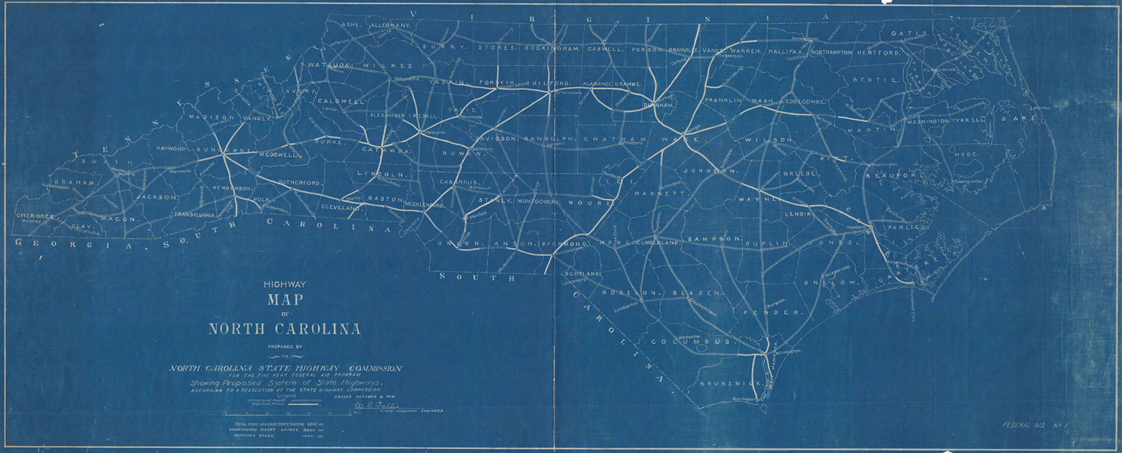 North Carolina Roads And Highways Nc Road Map 1916
