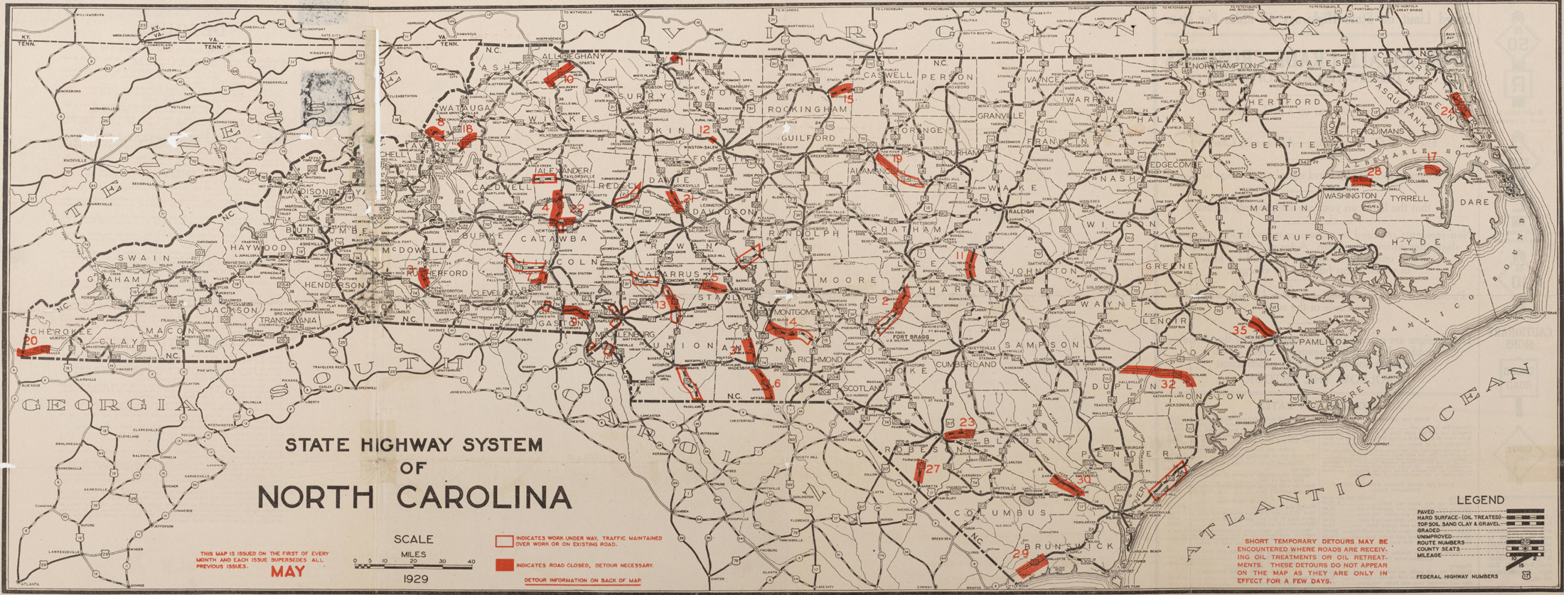 North Carolina Roads And Highways Nc Road Map 1929