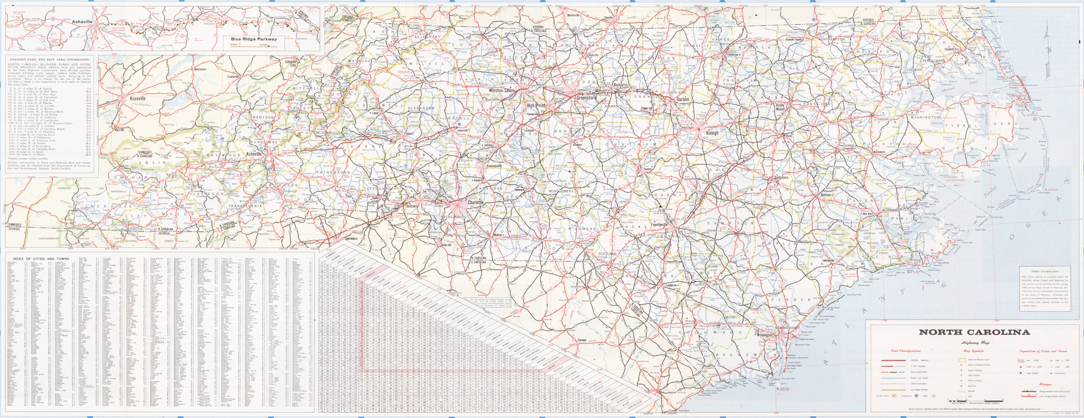 North Carolina Roads And Highways Nc Road Map 1962