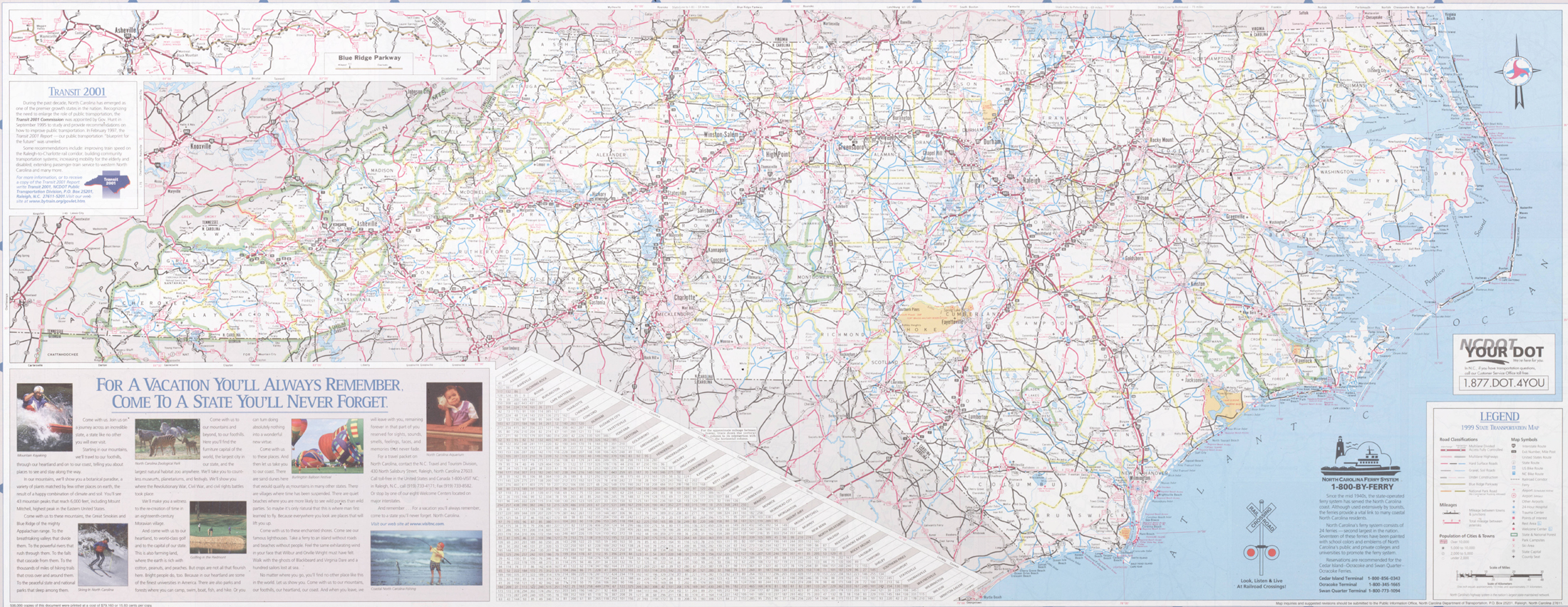 North Carolina Roads And Highways Nc Road Map 1999