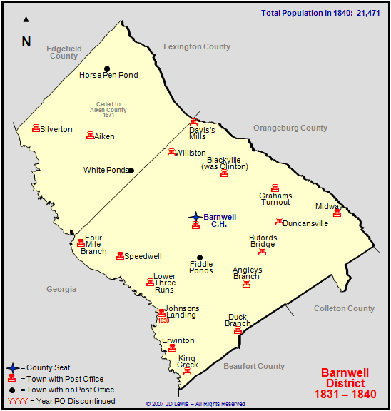 1773 SC MAP Barnwell Beaufort COUNTY Batesburg Leesville Bethune History SURNAME 