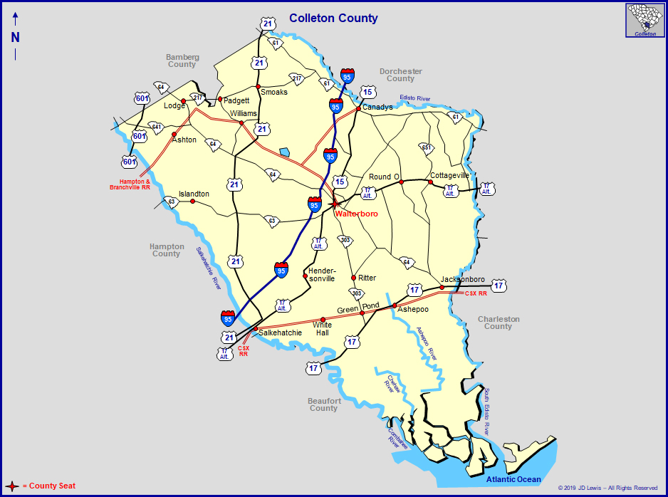 1773 SC MAP Cordova Cottageville Coward Clarendon Colleton County SURNAMES !! 