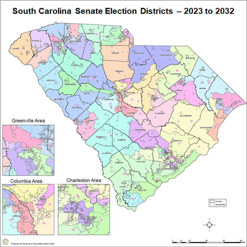 The South Carolina General Assembly Election Districts Map 34 2023